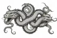 Hydra long with one head and one tail yin and yang tattoo design idea