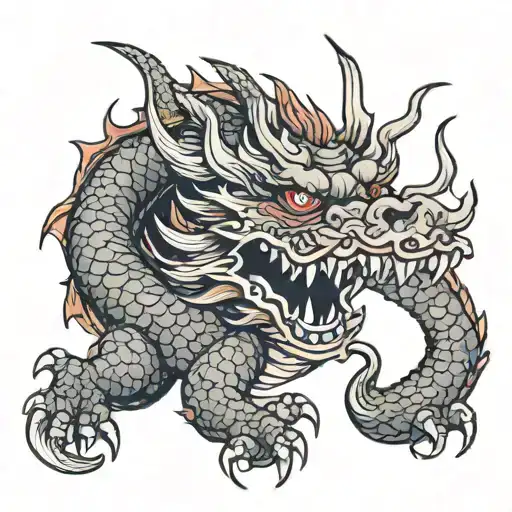 angry red dragon tattoo design idea