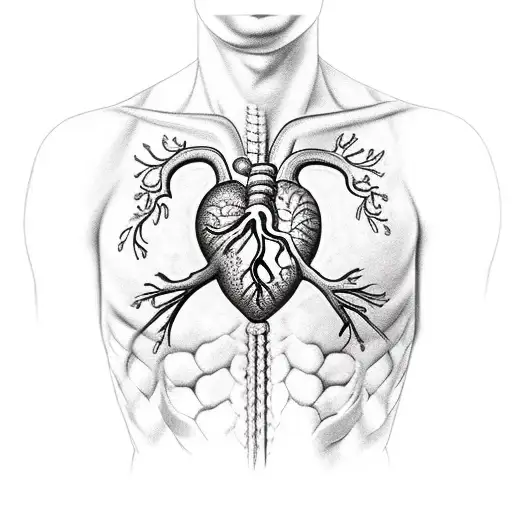 caduceus and an anatomicly correct heart with a stethoscope tattoo design idea