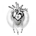 anatomicly correct heart with a stethoscope and caduceus tattoo design idea