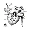 anatomicly correct heart with a stethoscope and caduceus tattoo design idea