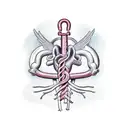 caduceus and an anatomicly correct heart with a stethoscope tattoo design idea