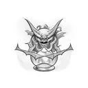 devil and a bat getting killed tattoo design idea