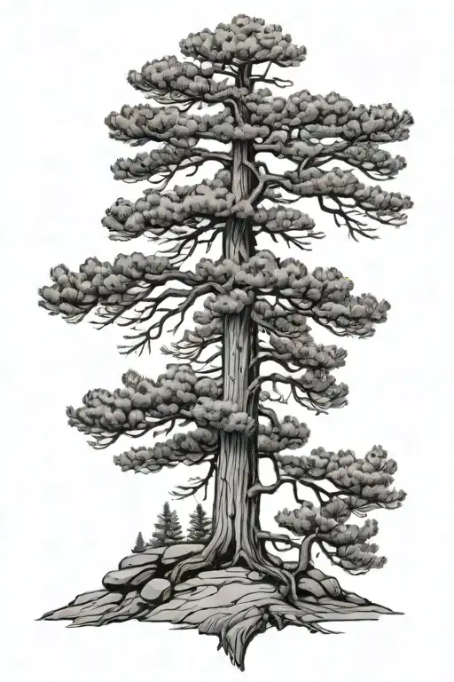 ponderosa pine tree tattoo design idea