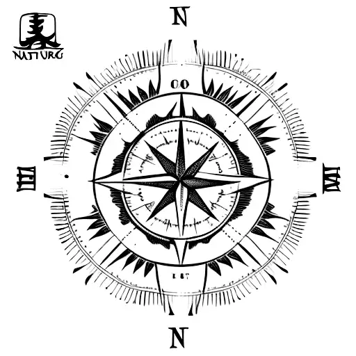 line work nature woods huning themed compass tattoo design idea