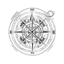 line work nature woods huning themed compass tattoo design idea
