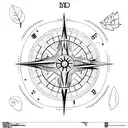 line work nature woods huning themed compass tattoo design idea