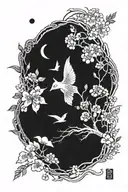 make tattoo with japanese three, finnish nature, flowers and viking theme tattoo design idea