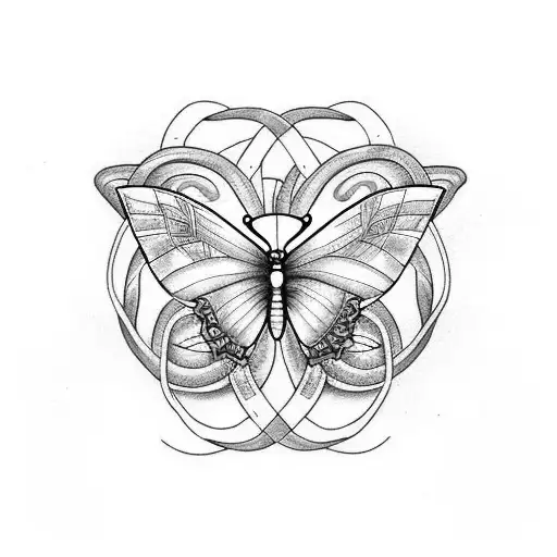 beautiful blue butterfly emerging from the skin lefted by a snake tattoo design idea