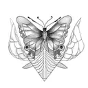 beautiful blue butterfly emerging from the skin lefted by a snake tattoo design idea