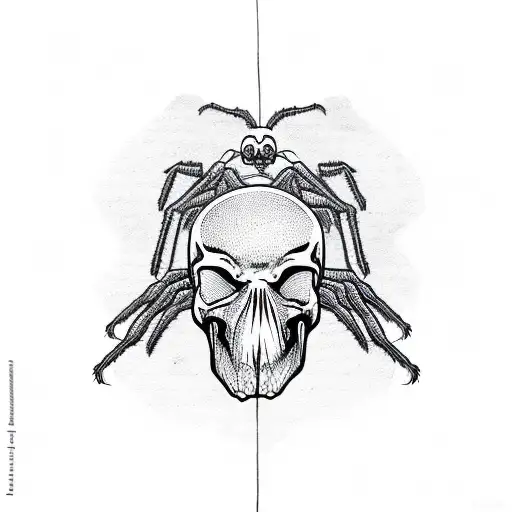 spider with a skull back tattoo design idea