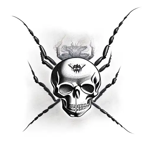 spider with a skull back tattoo design idea