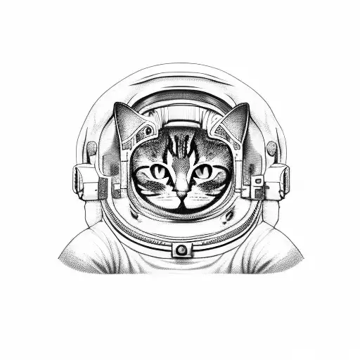 astronaut cat  tattoo design idea