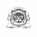 astronaut cat  tattoo design idea