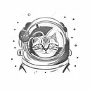 astronaut cat  tattoo design idea