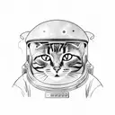 astronaut cat  tattoo design idea