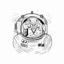 astronaut cat  tattoo design idea