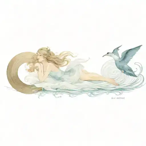 Half sky half sea tattoo design idea