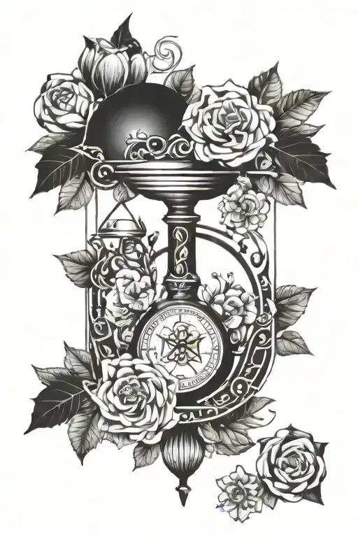 dedication and balance mixed tattoo design idea