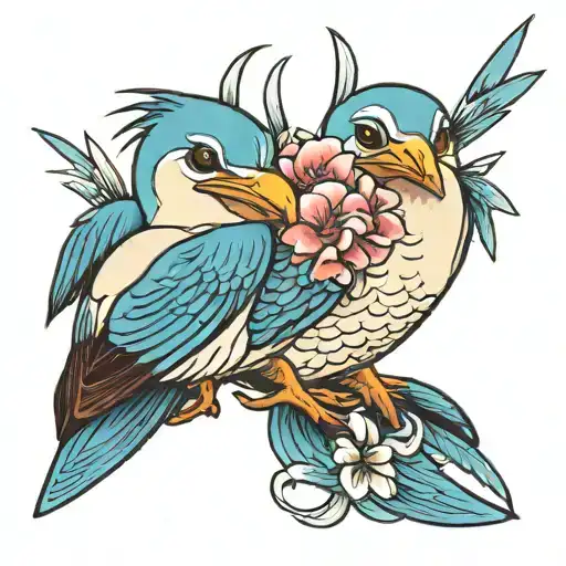 blue footed boobies Japanese style tattoo tattoo design idea