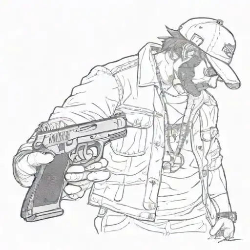 ONLY the name LITO in a street/hustler theme letertype with ONLY a Glock 42 on the background and nothing else  tattoo design idea