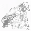 ONLY the name LITO in a street/hustler theme letertype with ONLY a Glock 42 on the background and nothing else  tattoo design idea
