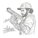 ONLY the name LITO in a street/hustler theme letertype with ONLY a Glock 42 on the background and nothing else  tattoo design idea