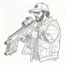 ONLY the name LITO in a street/hustler theme letertype with ONLY a Glock 42 on the background and nothing else  tattoo design idea