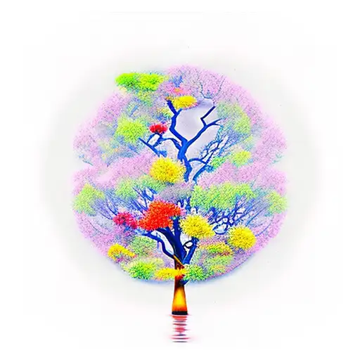 arbol de la vida con pez koi tattoo design idea