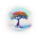 arbol de la vida con pez koi tattoo design idea