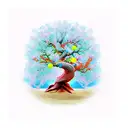 arbol de la vida con pez koi tattoo design idea