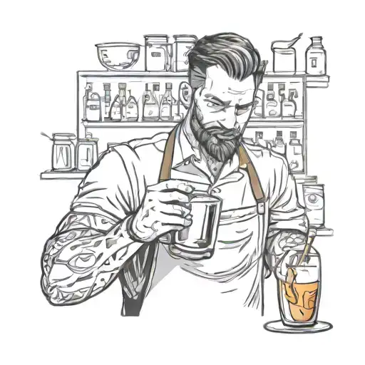 a man make drinks barista tattoo design idea