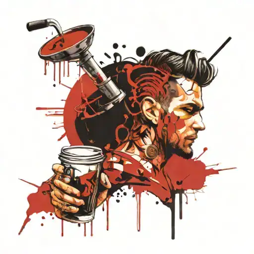a man make drinks (barista) tattoo design idea