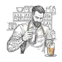 a man make drinks barista tattoo design idea