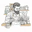 a man make drinks barista tattoo design idea