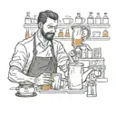 a man make drinks barista tattoo design idea