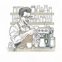 a man make drinks barista tattoo design idea