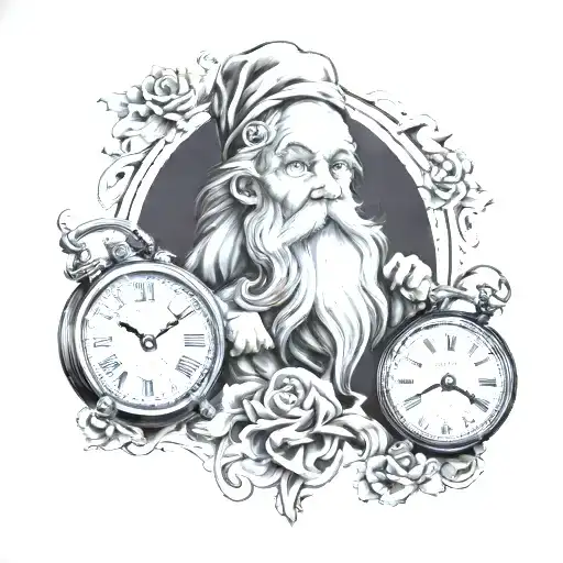 father time piece tattoo design idea