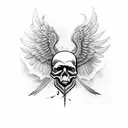 skull with fading wings tattoo design idea