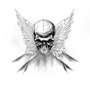 skull with fading wings tattoo design idea