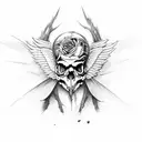 skull with fading wings tattoo design idea