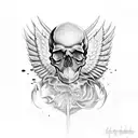 skull with fading wings tattoo design idea