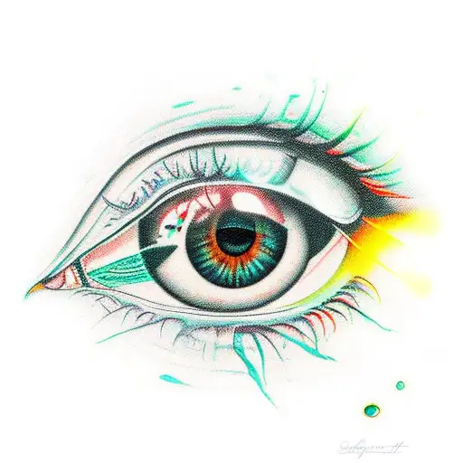 Crying eye tears falling into another crying eye  tattoo design idea