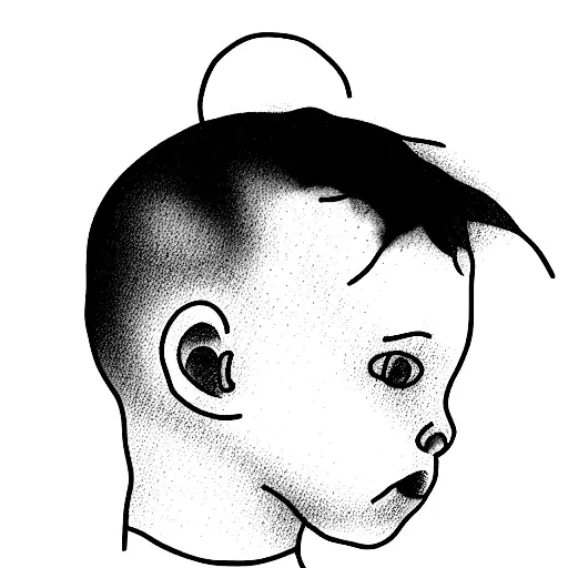 depressed little boy with black lines on his head tattoo design idea