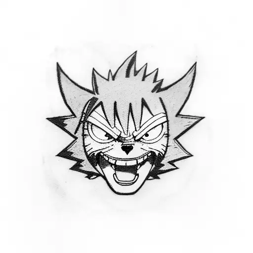half gear 5 Luffy, half six paths sage mode Naruto. drawn by junji Ito  tattoo design idea