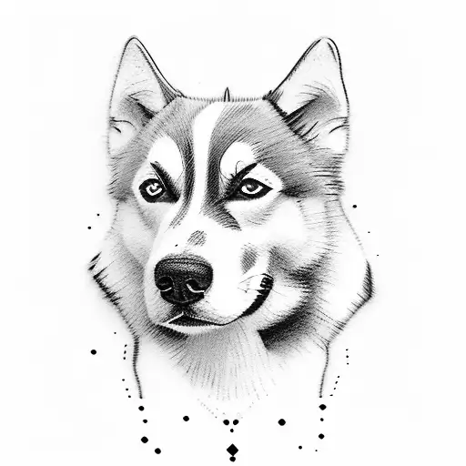 husky and border collie tattoo design idea