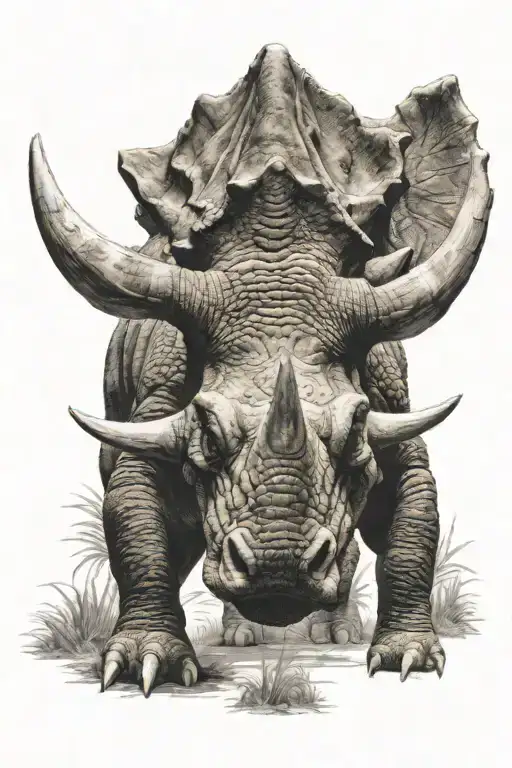 Triceratops front facing  tattoo design idea