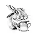 Rabbit with surreal elements tattoo design idea