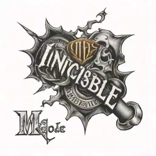 invincible text tattoo  tattoo design idea