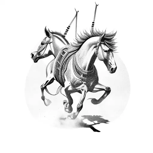 Roman chariot with 2 horses tattoo design idea